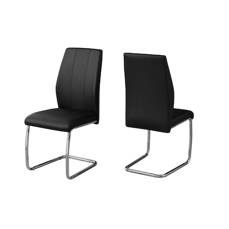 Monarch Specialties Dining Chair, Set Of 2, Side, Upholstered, Kitchen, Dining Room, Pu Leather Look, Black, Chrome I 1076